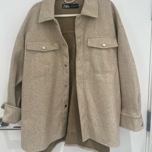 NWOT Zara Beige Shacket w/ Silver detail